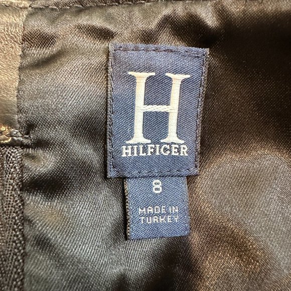 H Hilfiger Skirt Wool Blend Career Leather Accents Office Siren Minimal Size 8 - Picture 2 of 11